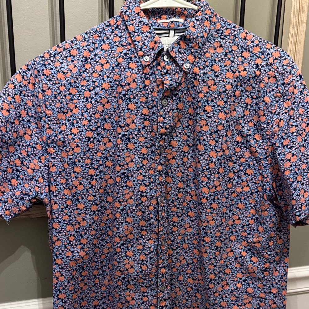 Denim & Flower Blue and Orange Floral Shirt Ricky Singh L